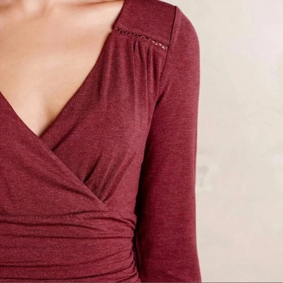 Maeve Anthropologie Galena Burgundy Jersey Knit Midi Dress Womens Size XSmall - Picture 13 of 13